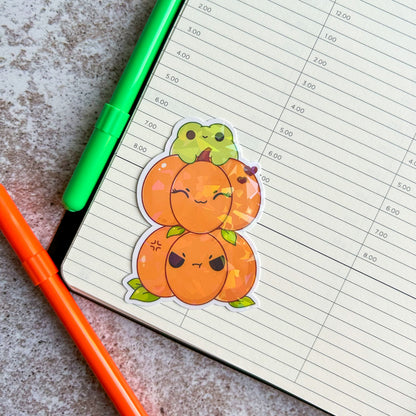Froggo and Pumpkins | cute autumn sticker | die cut sticker