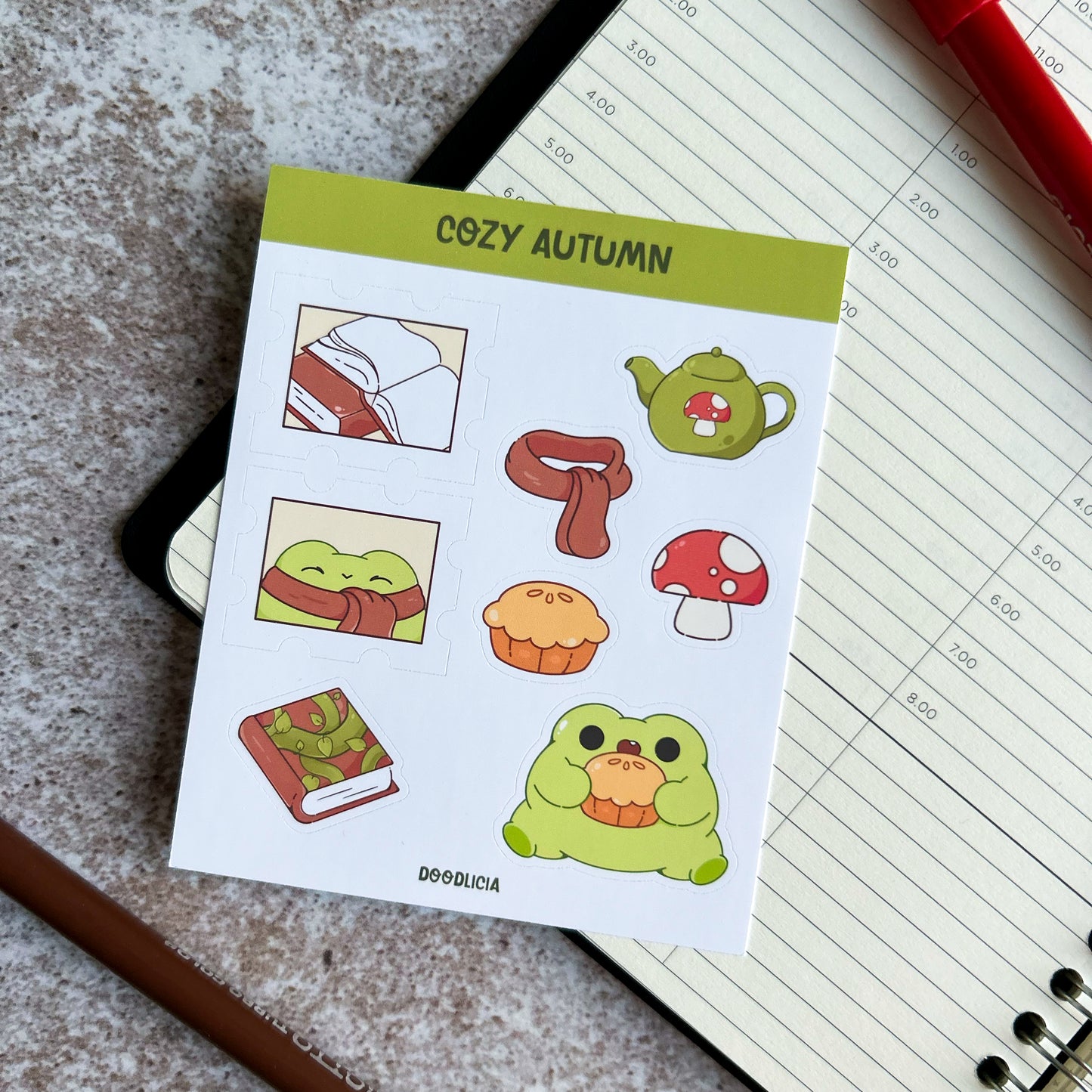 Cozy Autumn | Frog Sticker Sheet