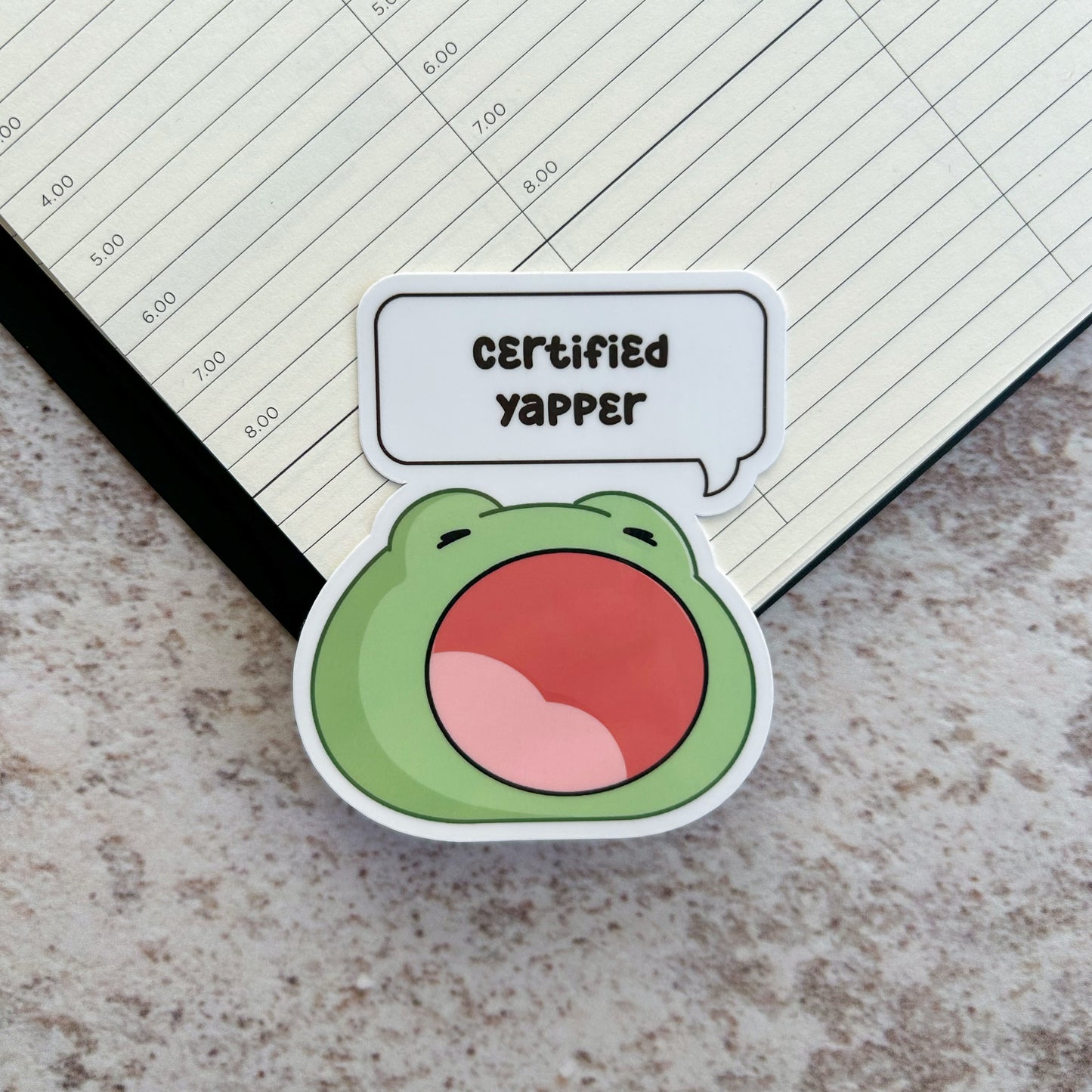 Certified yapper | die cut frog sticker