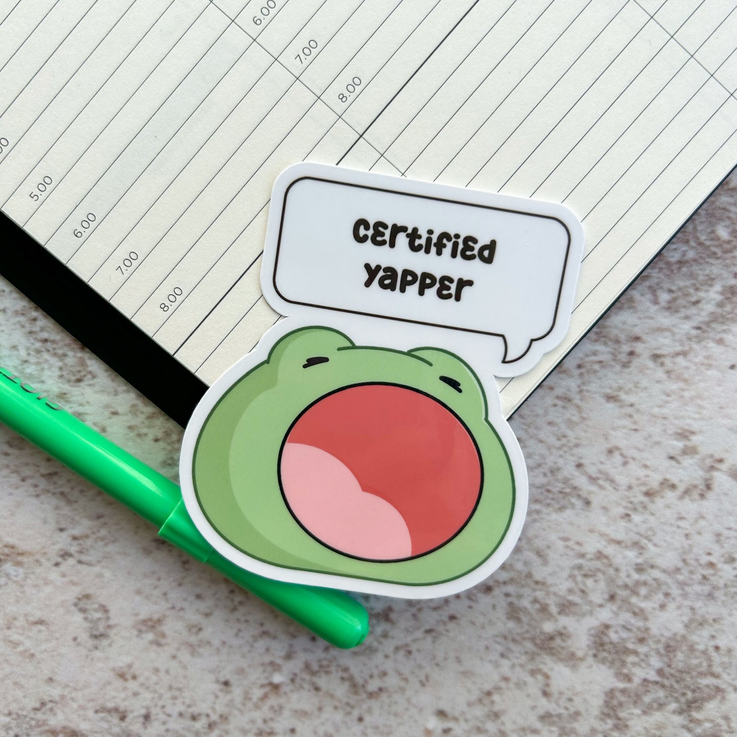 Certified yapper | die cut frog sticker