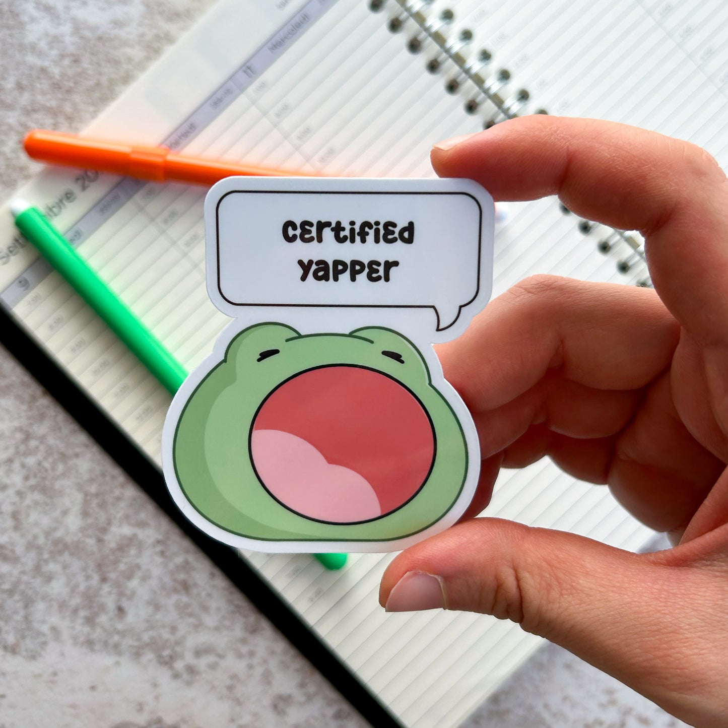 Certified yapper | die cut frog sticker