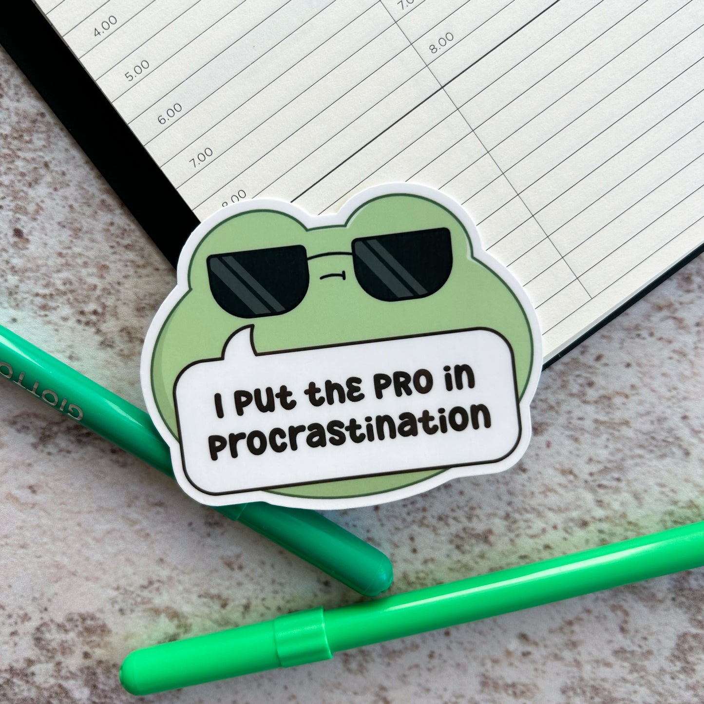 I put the pro in procrastination | die cut frog sticker