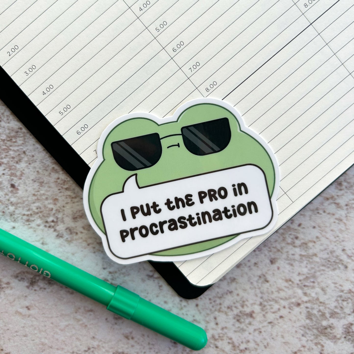 I put the pro in procrastination | die cut frog sticker