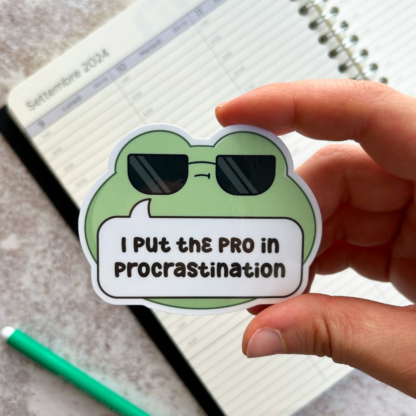 I put the pro in procrastination | die cut frog sticker