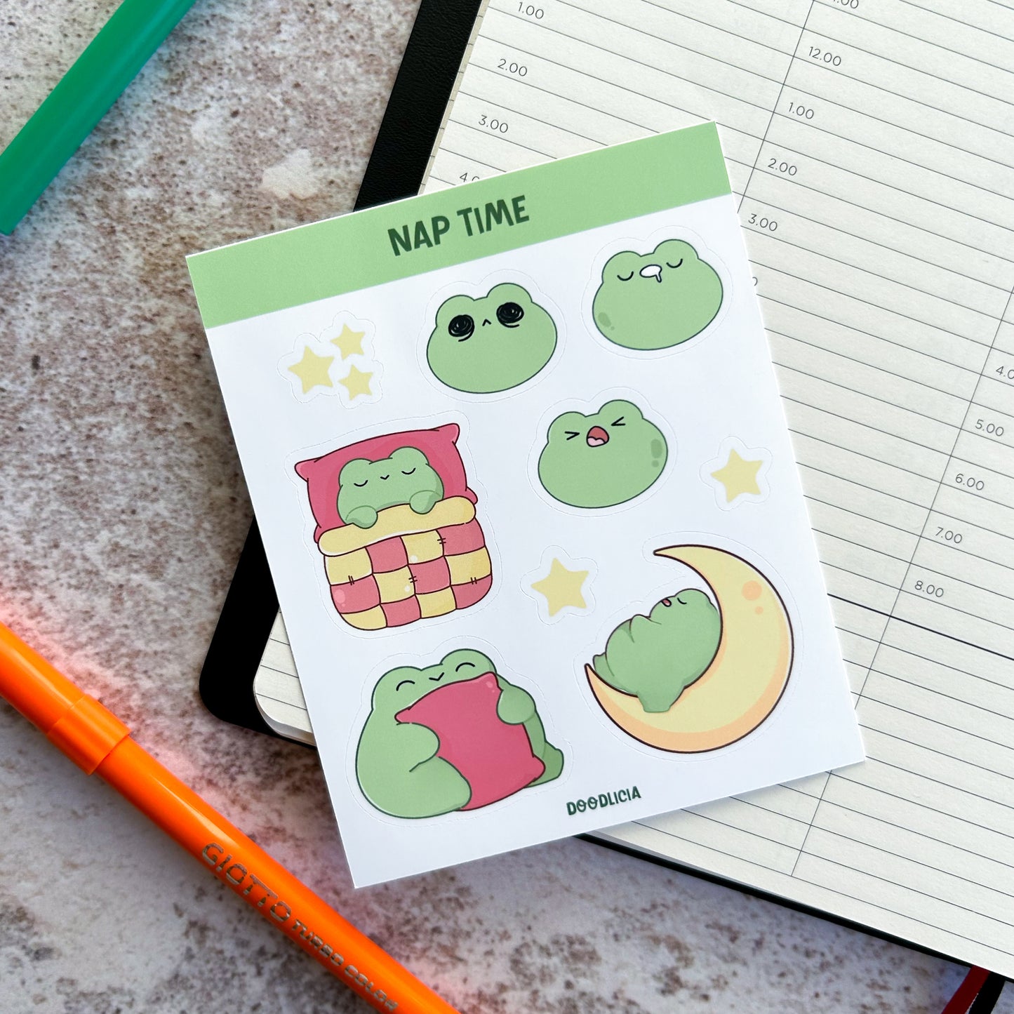 Nap time sticker sheet | frog stickers