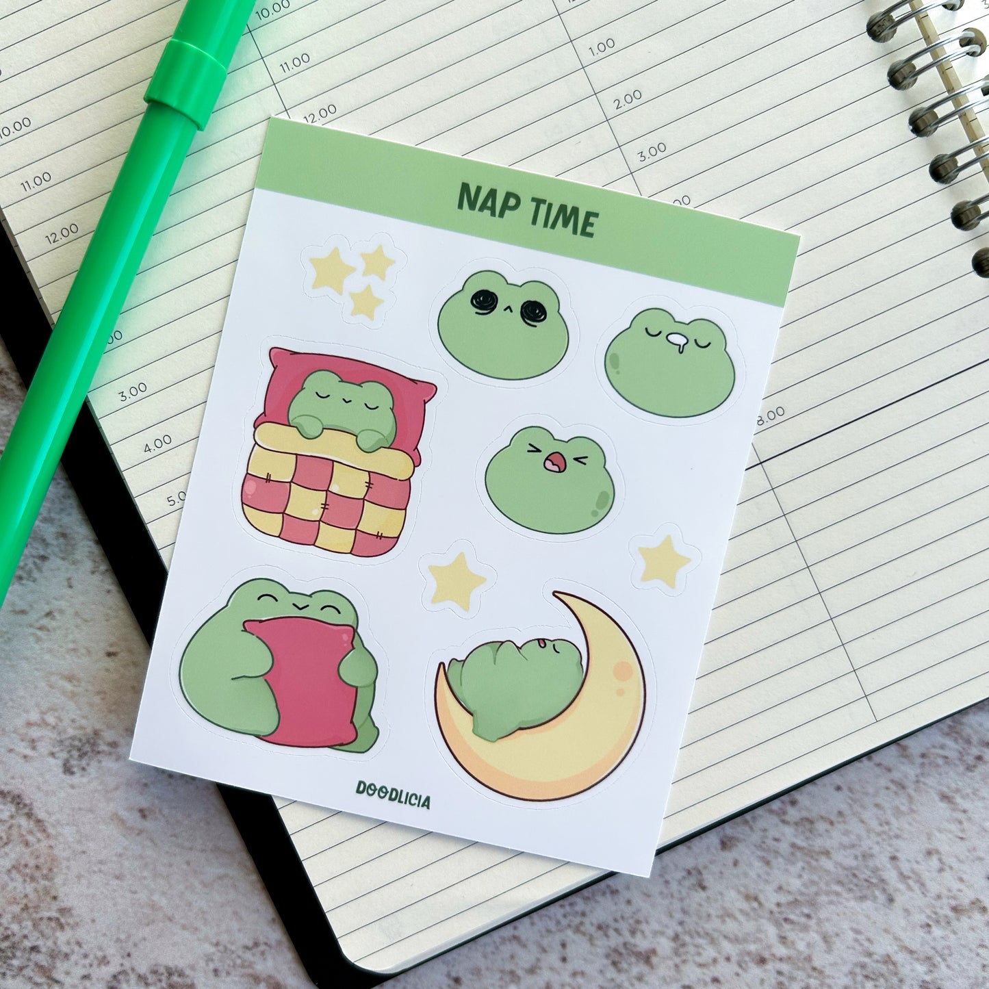 Nap time sticker sheet | frog stickers