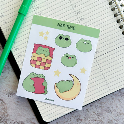 Nap time sticker sheet | frog stickers