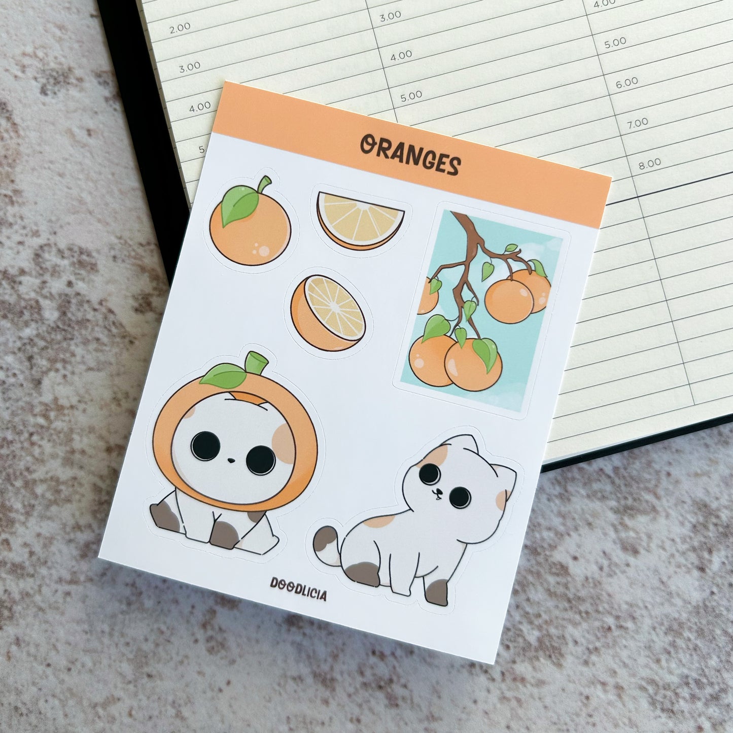 Oranges sticker sheet | cat stickers