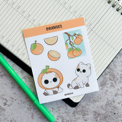 Oranges sticker sheet | cat stickers