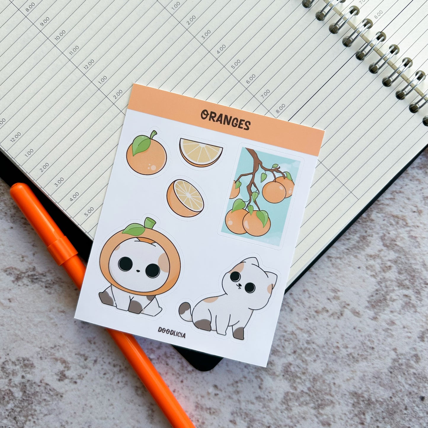 Oranges sticker sheet | cat stickers