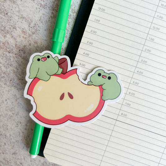 Apple and frogs | die cut sticker