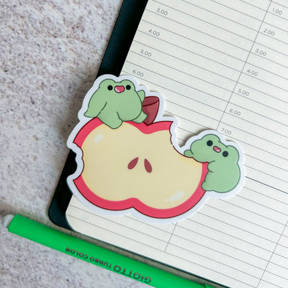 Apple and frogs | die cut sticker