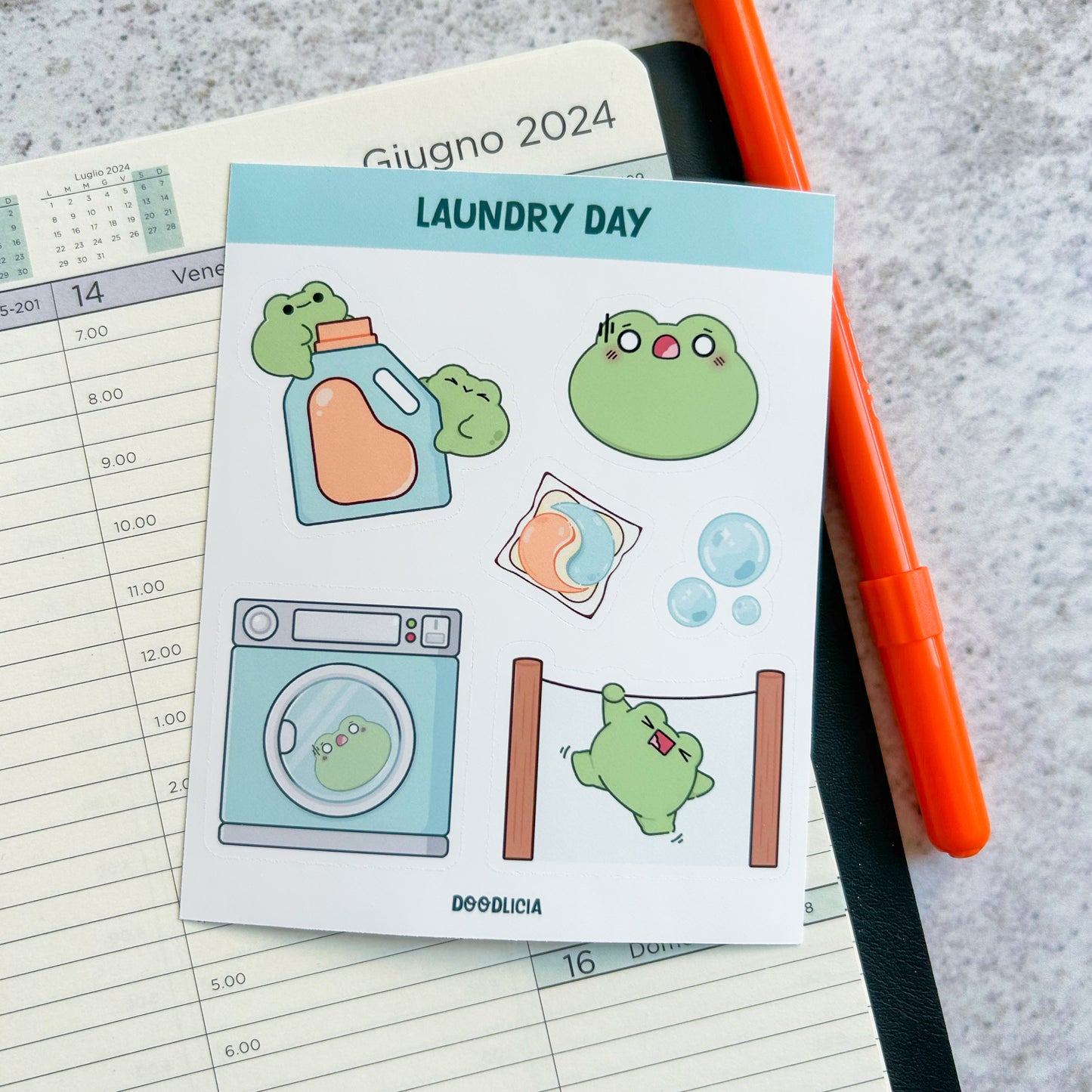 Laundry day | frog sticker sheet