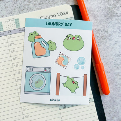 Laundry day | frog sticker sheet