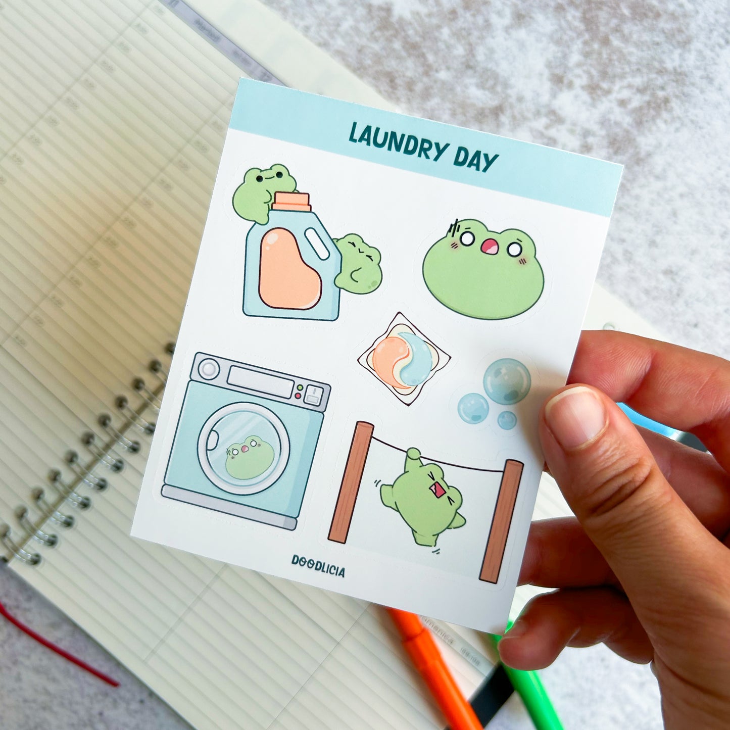 Laundry day | frog sticker sheet