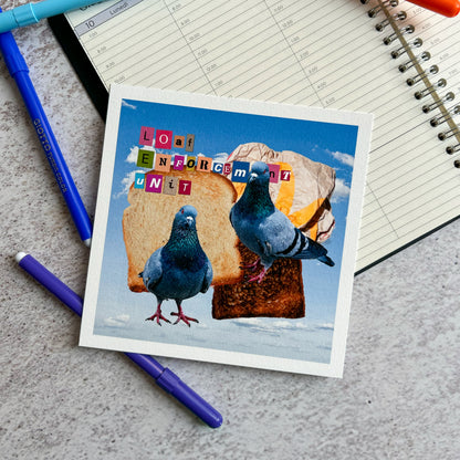 Loaf enforcement unit pigeon mixed media art print | Art Print