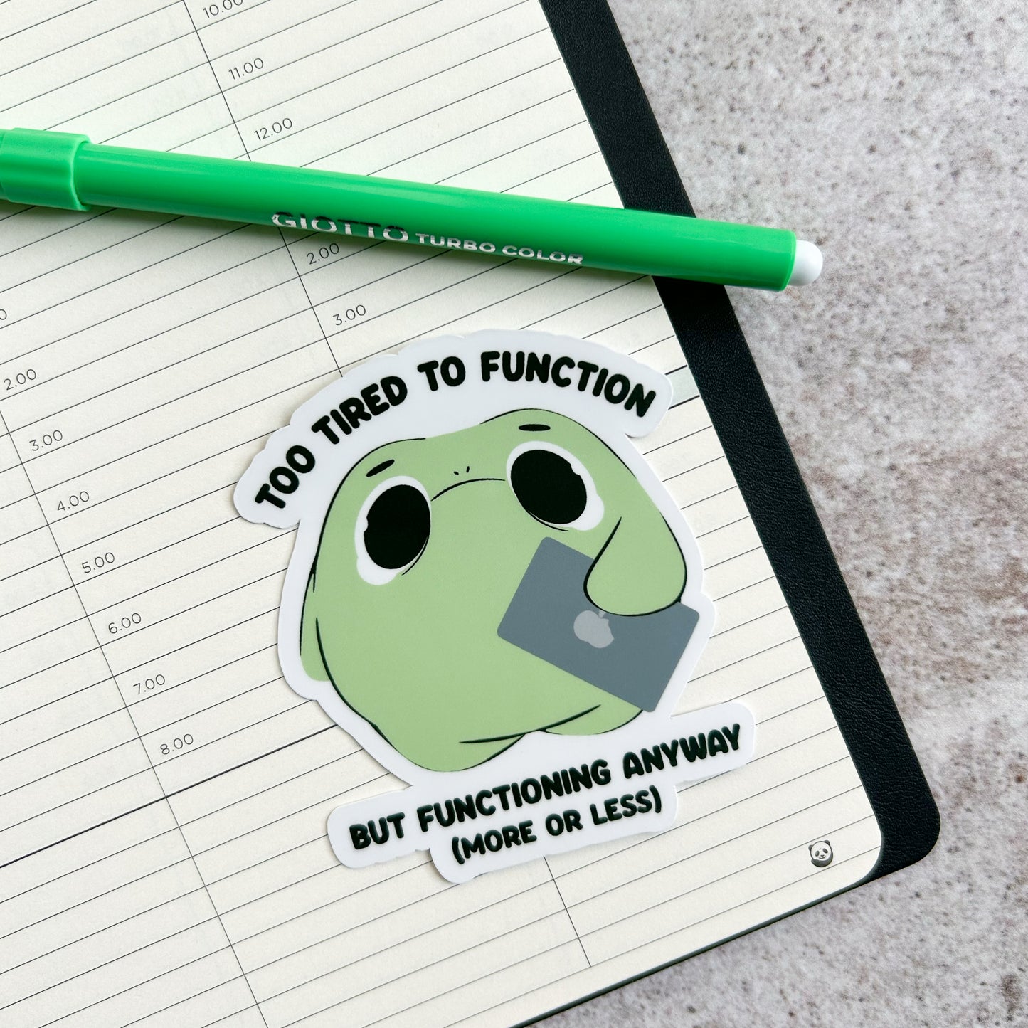 Tired frog sticker - die cut sticker