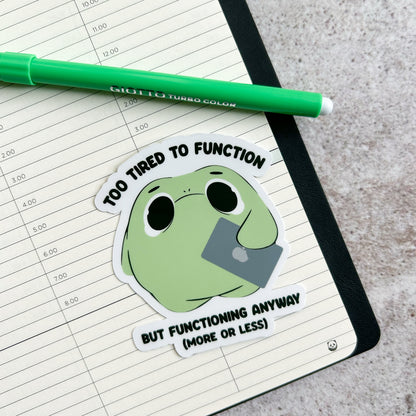 Tired frog sticker - die cut sticker