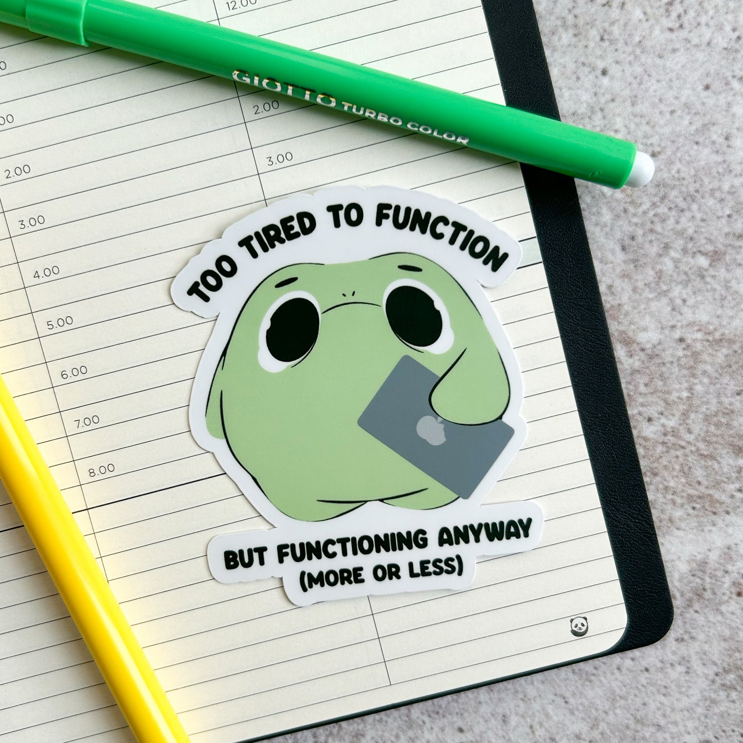 Tired frog sticker - die cut sticker