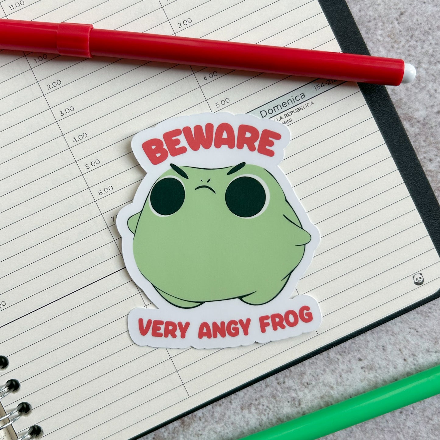Very angy frog sticker - die cut sticker