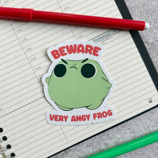 Very angy frog sticker - die cut sticker