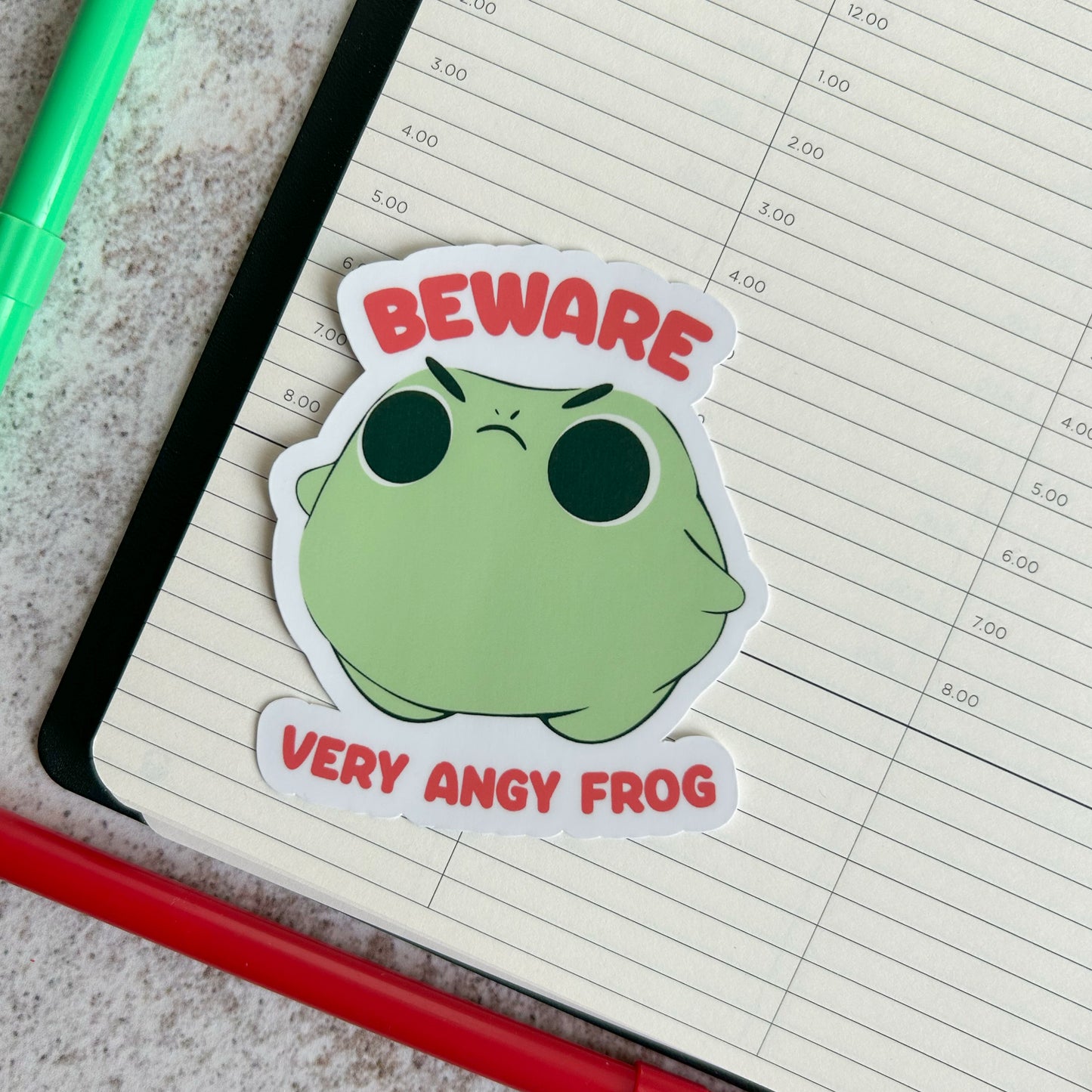 Very angy frog sticker - die cut sticker