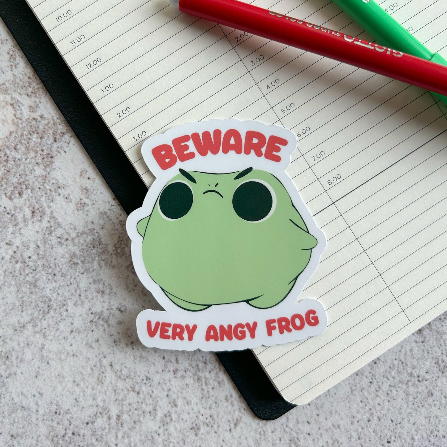 Very angy frog sticker - die cut sticker