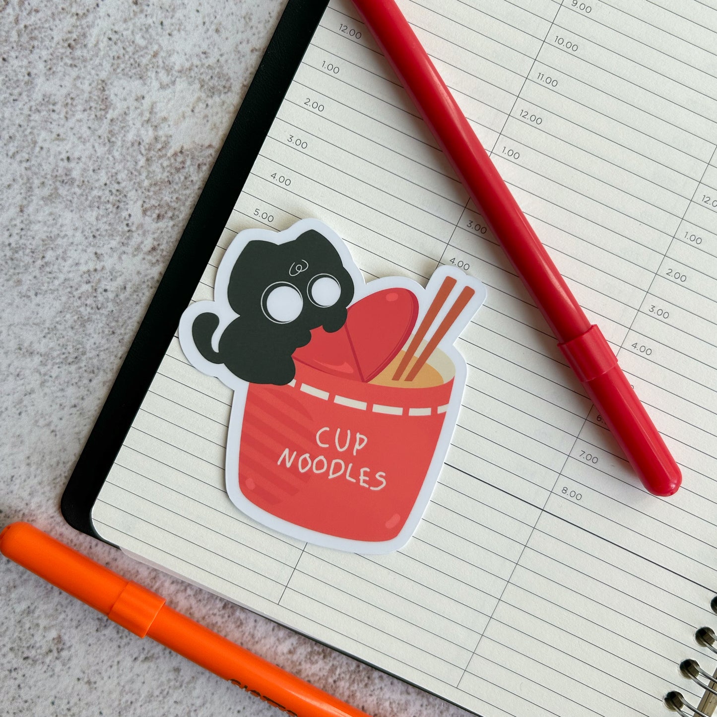 "Cup noodles" cute cat sticker - die cut stickers