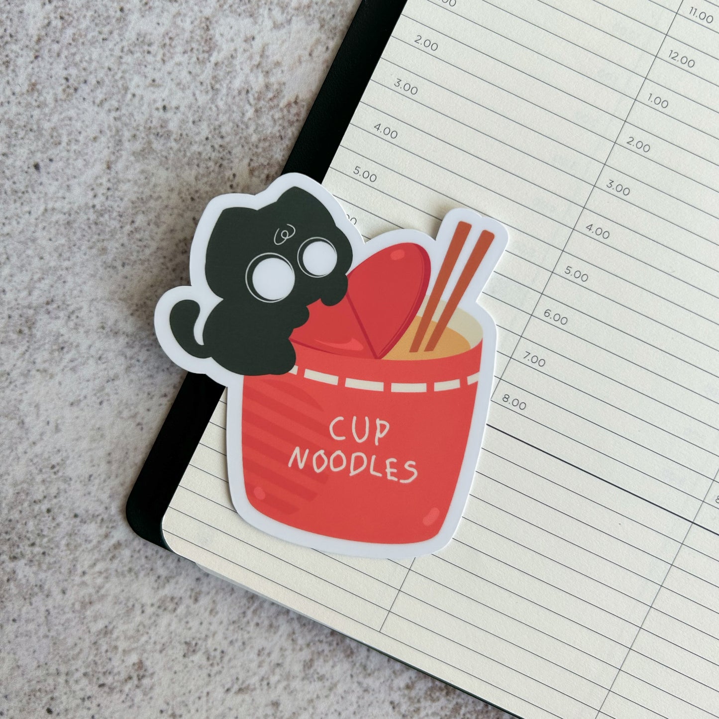 "Cup noodles" cute cat sticker - die cut stickers