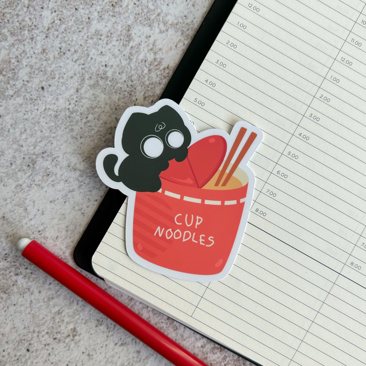 "Cup noodles" cute cat sticker - die cut stickers