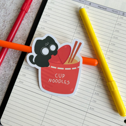 "Cup noodles" cute cat sticker - die cut stickers