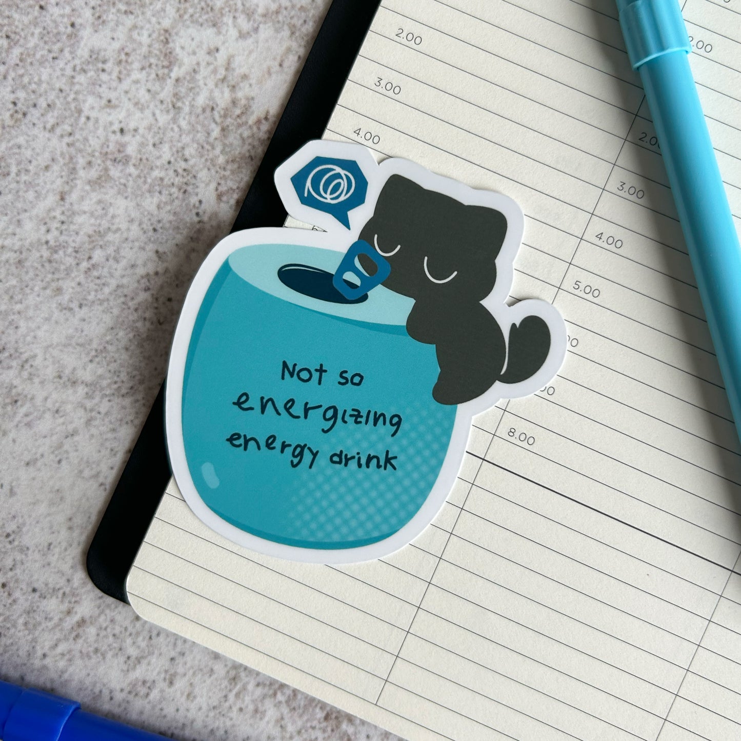 "Energy drink" cute cat sticker - die cut sticker