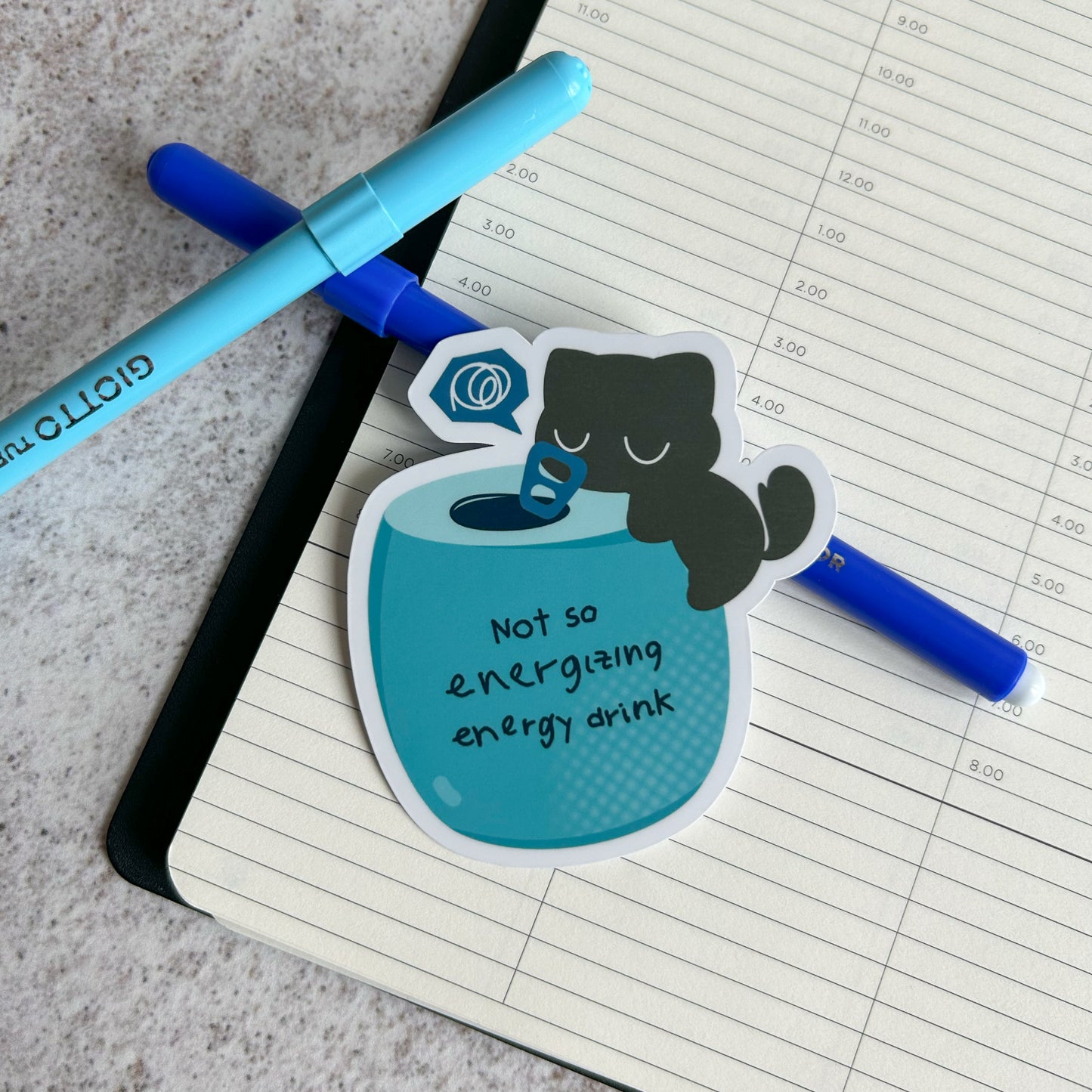 "Energy drink" cute cat sticker - die cut sticker