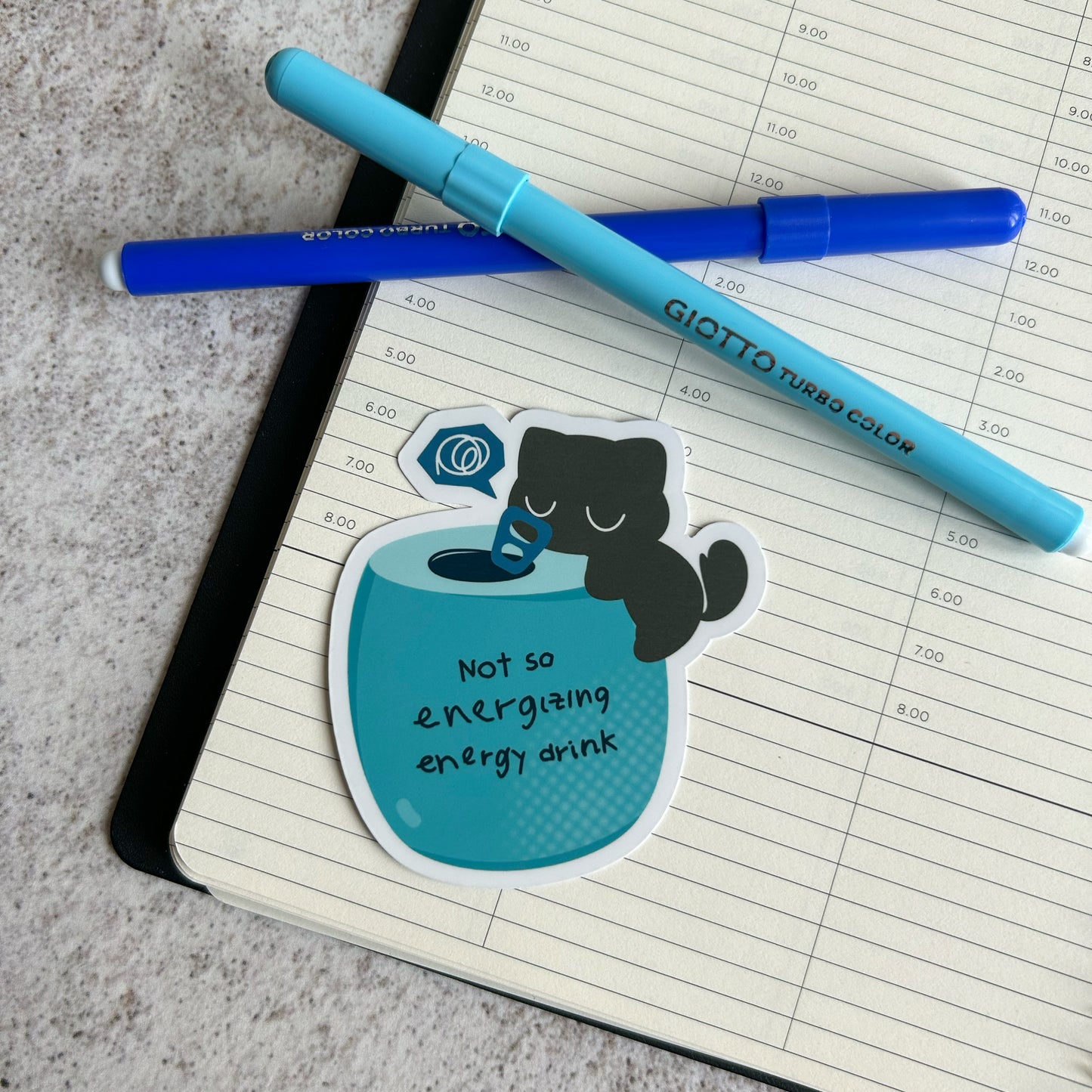 "Energy drink" cute cat sticker - die cut sticker