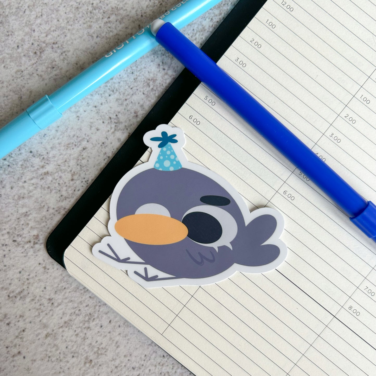 Party pigeon sticker - die cut sticker