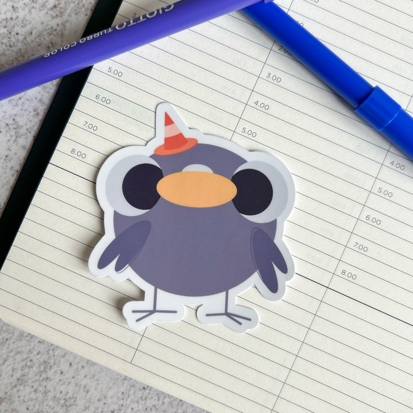 Traffic cone pigeon sticker - die cut sticker