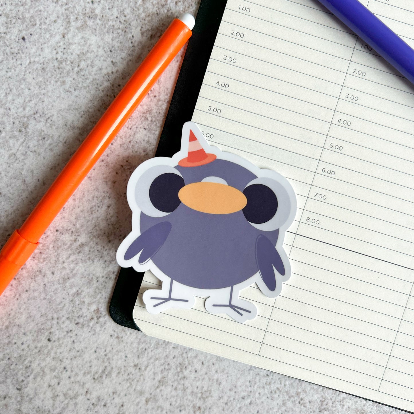 Traffic cone pigeon sticker - die cut sticker