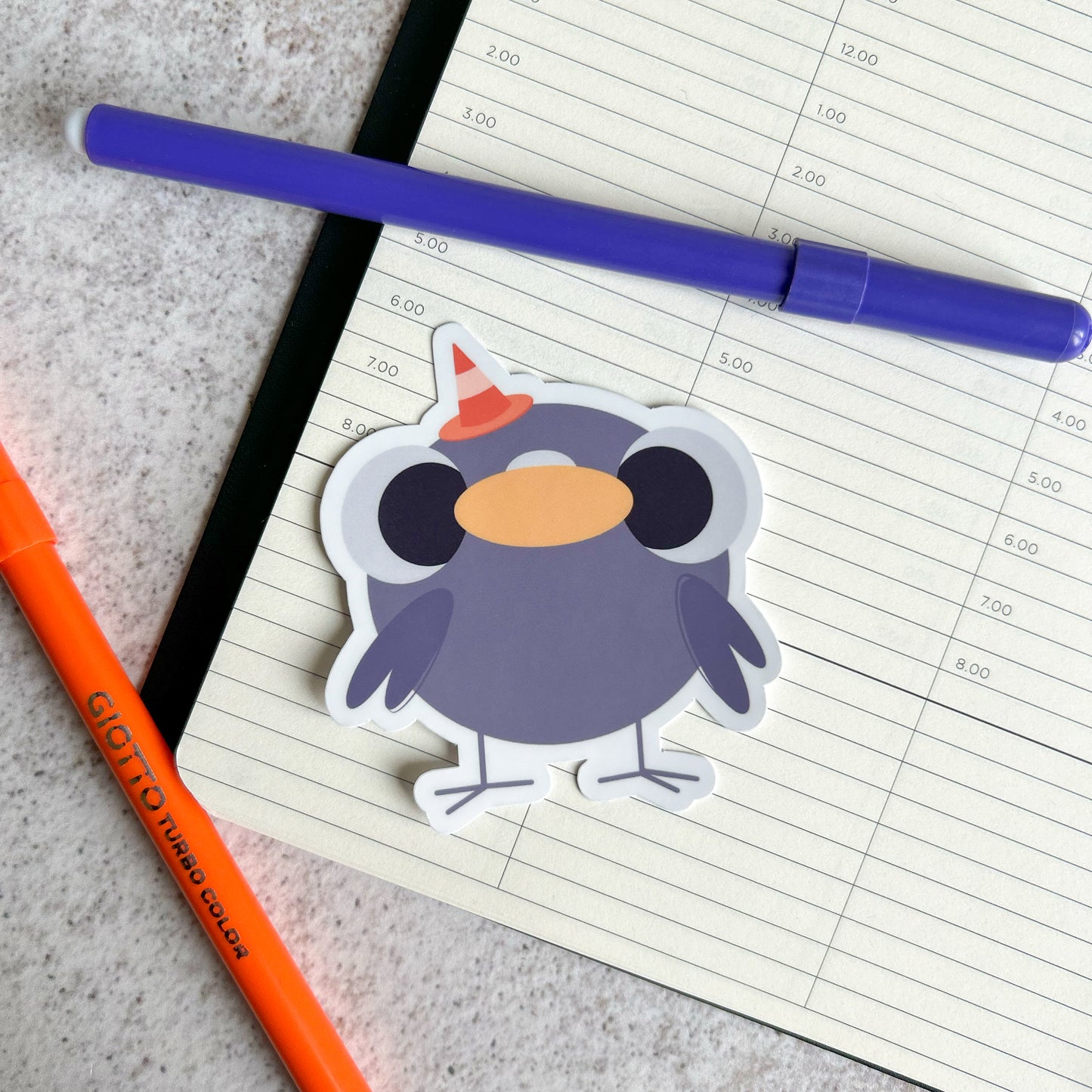 Traffic cone pigeon sticker - die cut sticker