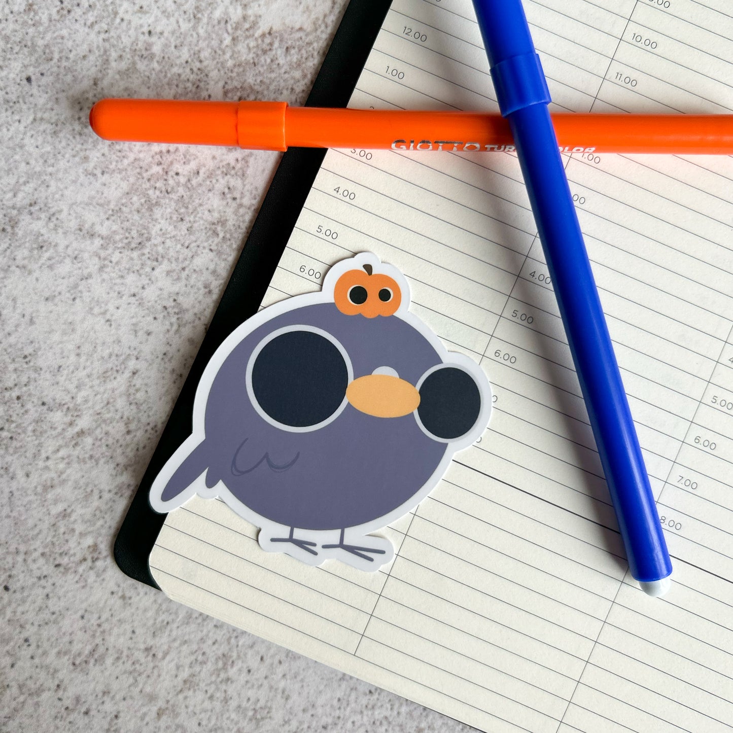 Pigeon and pumpkin sticker - die cut sticker