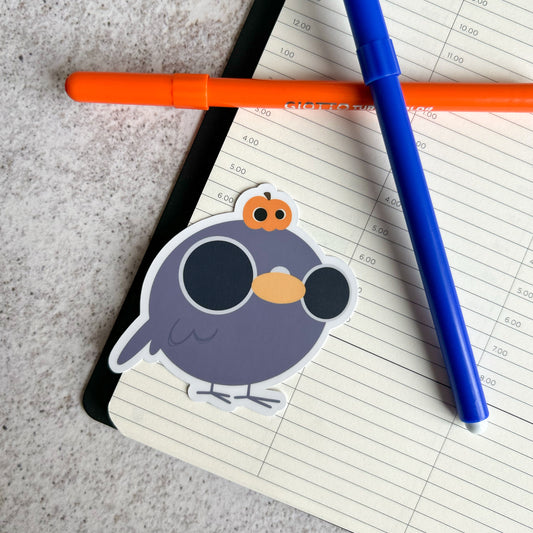 Pigeon and pumpkin sticker - die cut sticker
