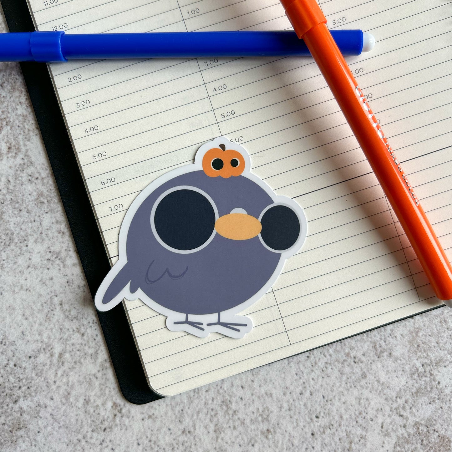 Pigeon and pumpkin sticker - die cut sticker