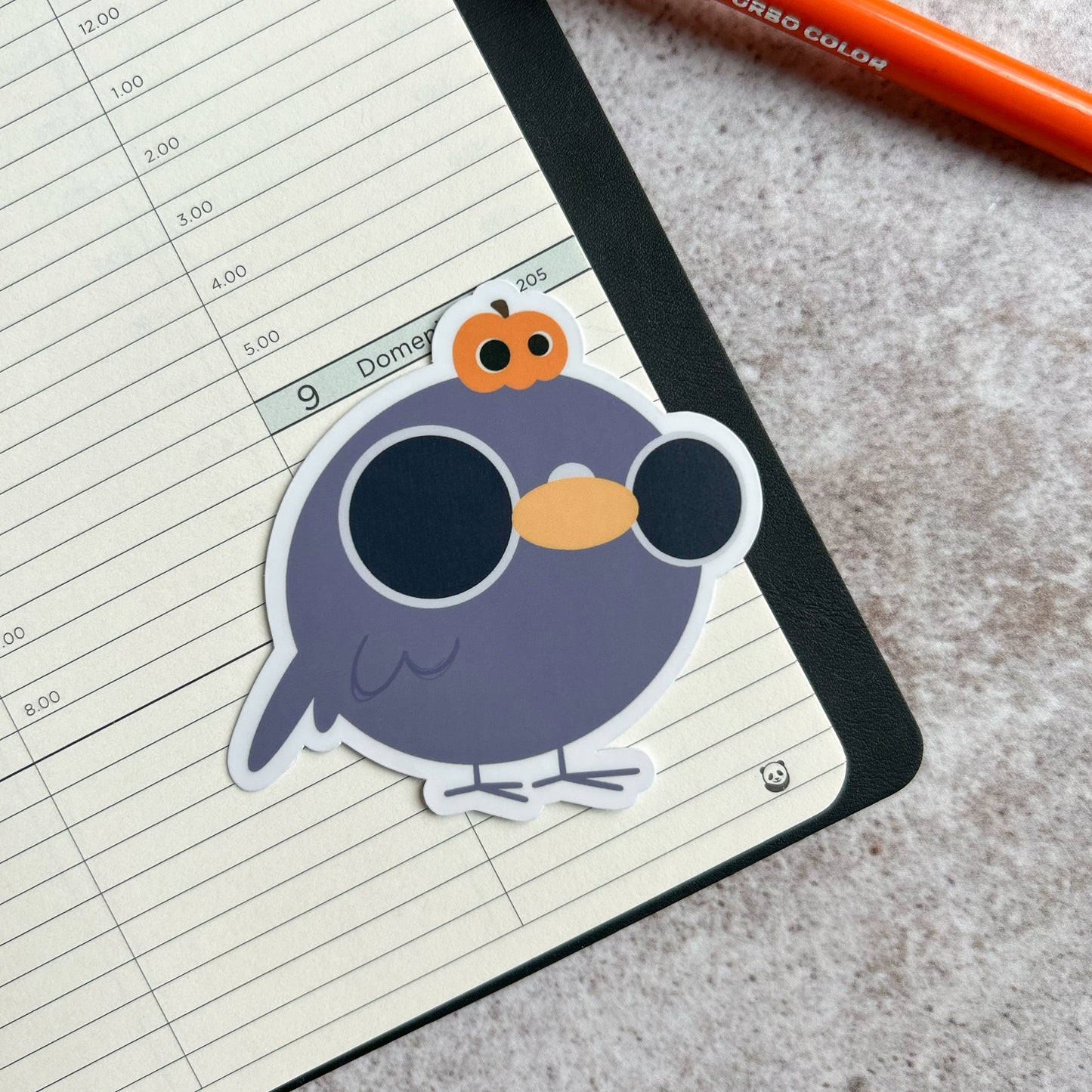 Pigeon and pumpkin sticker - die cut sticker