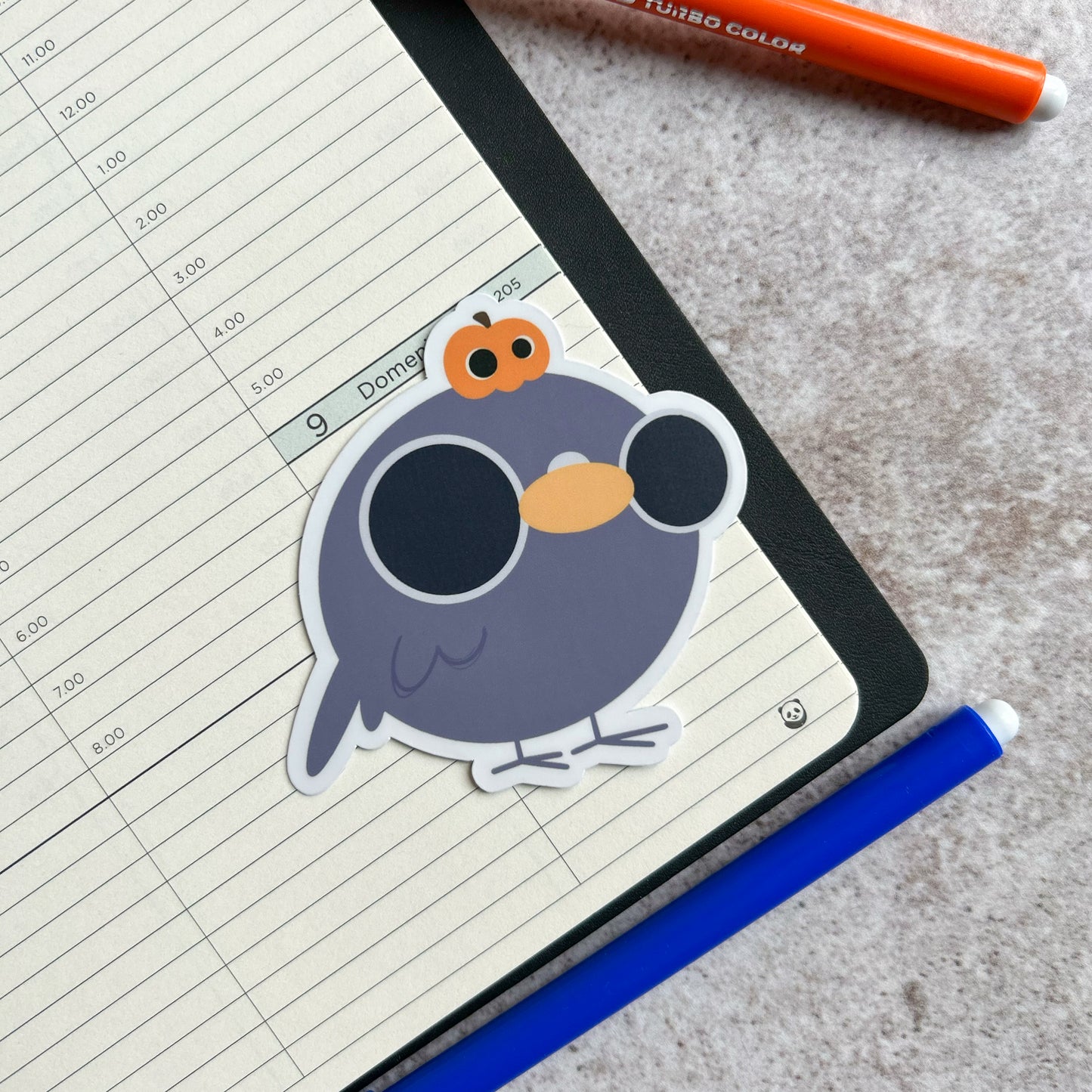 Pigeon and pumpkin sticker - die cut sticker