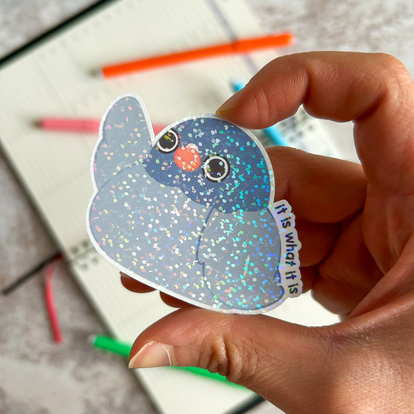 It is what it is pigeon die cut sticker | cute stationery | journaling sticker | bujo | holographic sticker