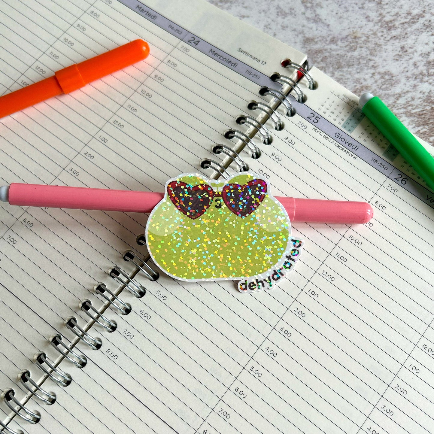 Dehydrated frog die cut sticker | cute stationery | journaling sticker | bujo | holographic sticker