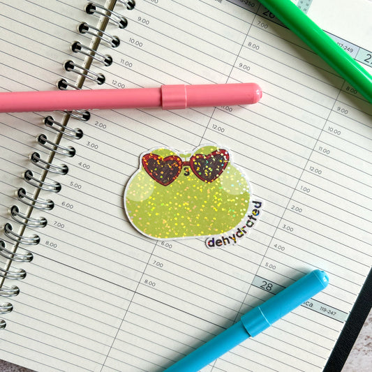 Dehydrated frog die cut sticker | cute stationery | journaling sticker | bujo | holographic sticker
