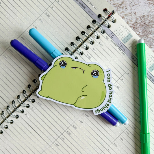 I can do hard things froggo die cut sticker | cute stickers | vinyl stickers | kawaii stationery | journal stickers | laptop sticker