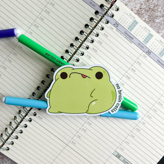 No brain cells froggo die cut sticker | cute sticker | frog sticker | funny sticker | cute stationery | vinyl sticker | journal stickers