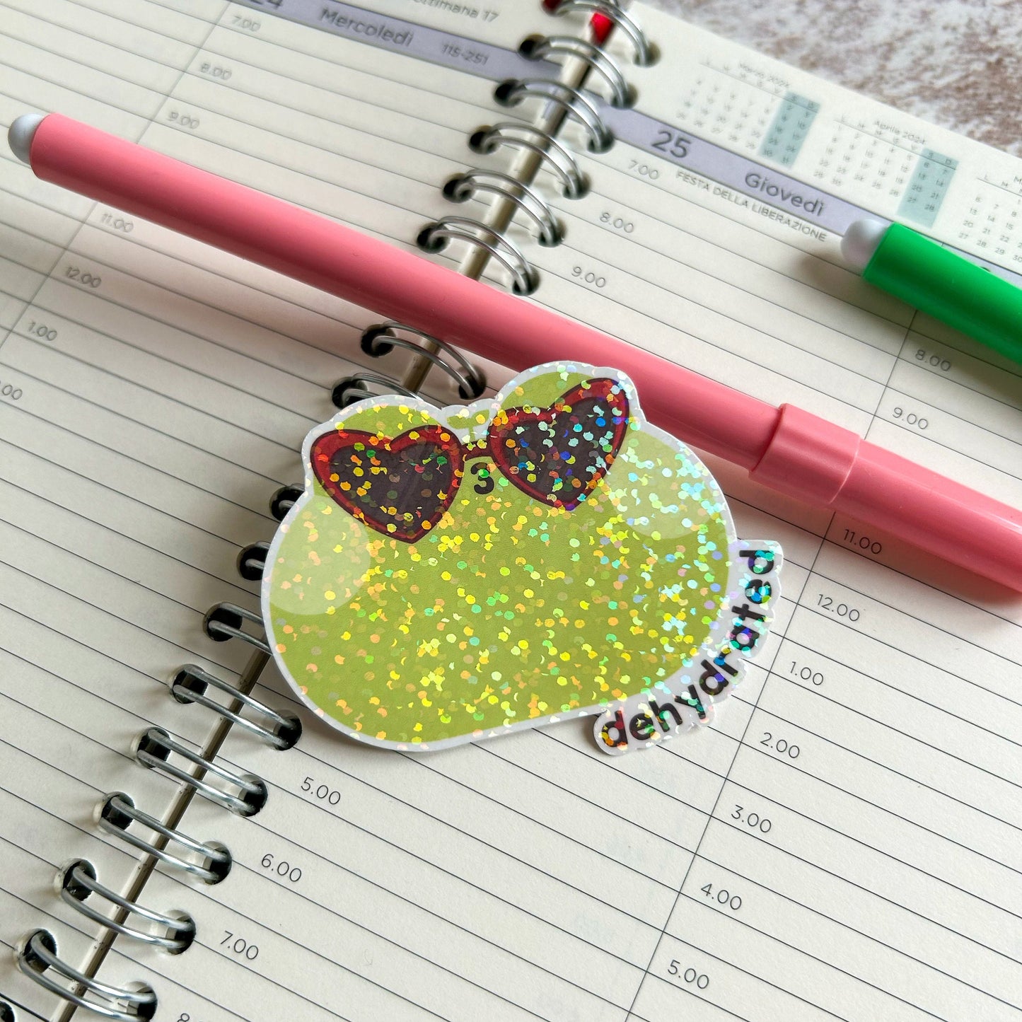 Dehydrated frog die cut sticker | cute stationery | journaling sticker | bujo | holographic sticker