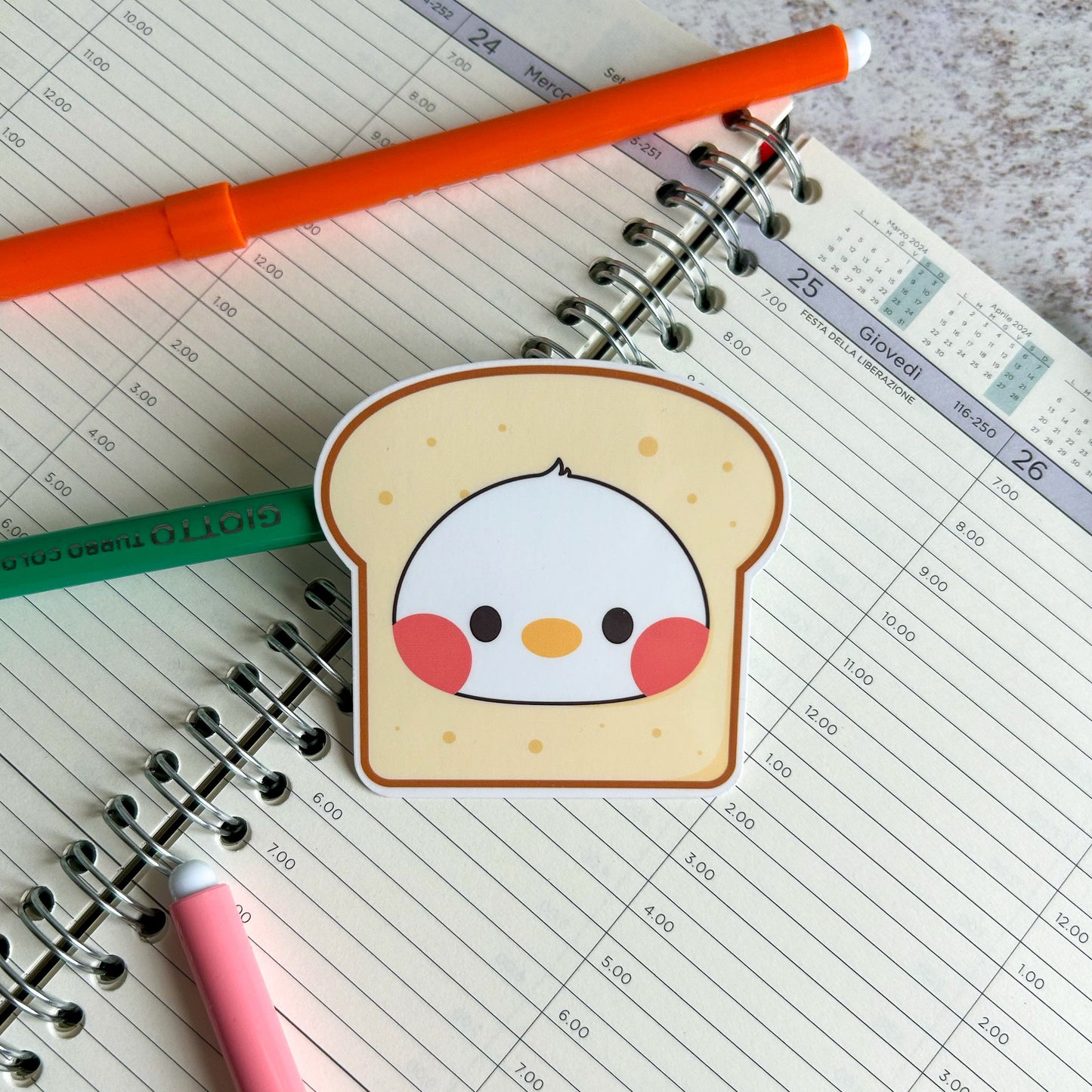 Bread duck die cut sticker | cute stationery | journaling sticker | bujo | vinyl sticker | laptop sticker